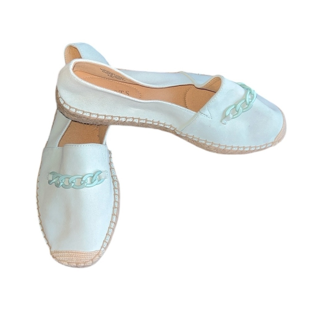 Talbots Women’s Hadley Chained Suede Espadrilles Size 8.5 Platform Mint Green - Picture 4 of 7